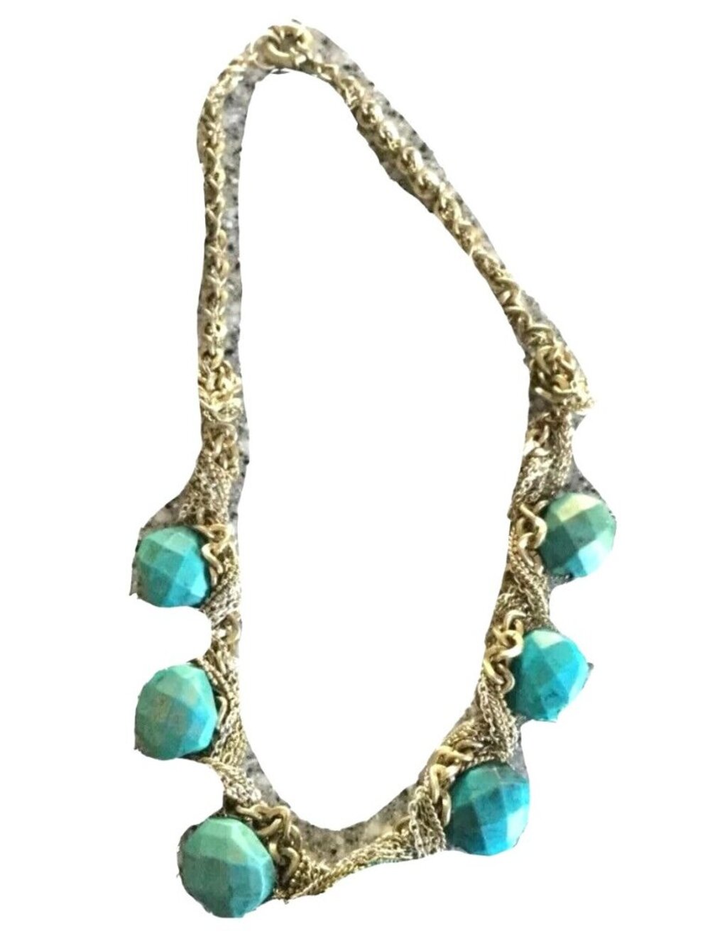 JCrew Necklace Twisted Multi Strand Turquoise Gold Silver Statement Chains